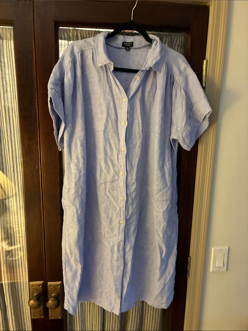 J. Crew Pale Blue Linen Button-Front Shirt Dress